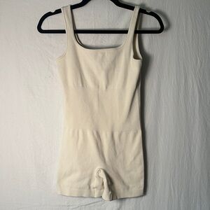 Cream Ribbed Sleeveless Bodysuit